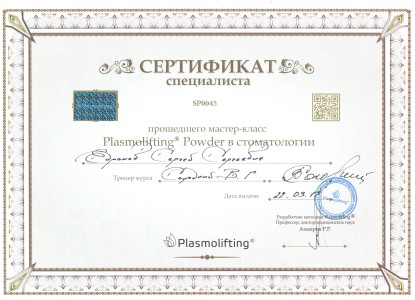 Сертификат о прохождении мастер-класса